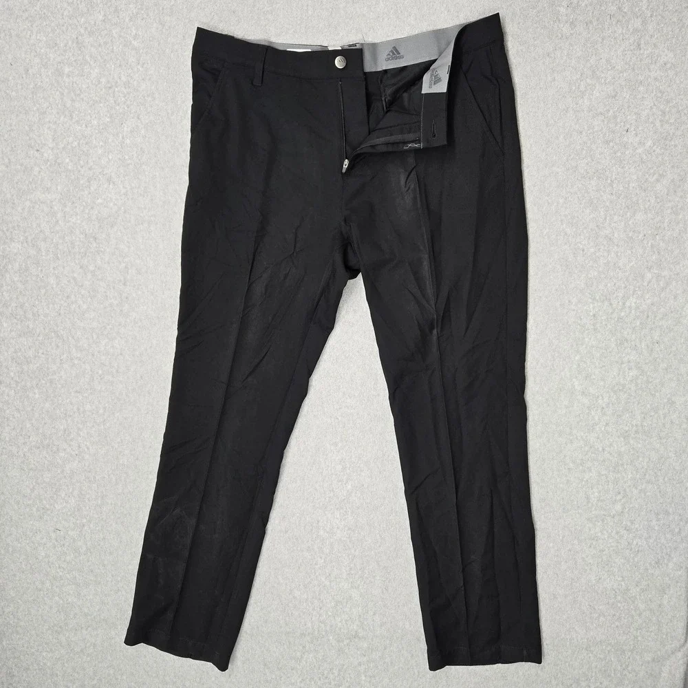 Adidas Men Pants 34X32 Black Dress Pants Golf Pants Logo 29